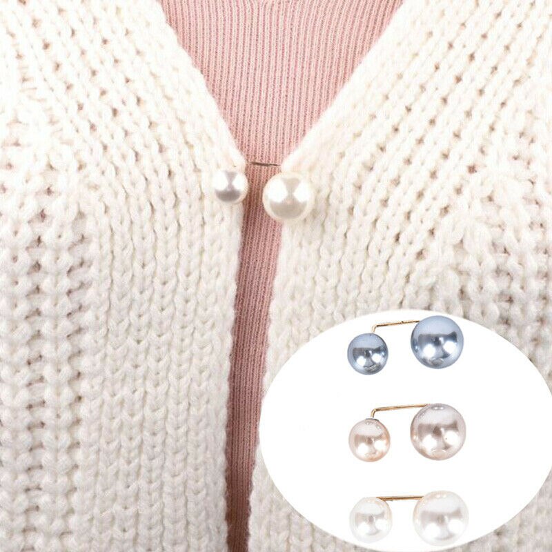 3 Stks/set Dubbele Pearl Pins Voor Vrouwen Veiligheid Pin Broche Vrouwelijke Kleding Accessoires Gesimuleerde Pearl Knit Shirt Broches Sieraden