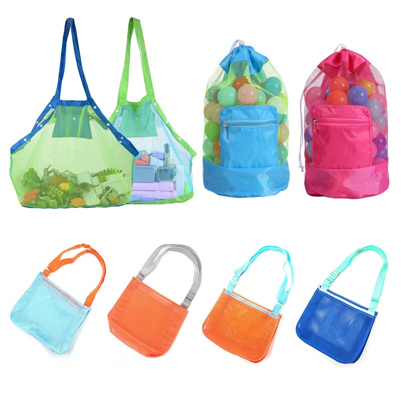 Borsa da spiaggia per bambini portatile per bambini borsa da spiaggia per bambini giocattoli da spiaggia per bambini borse a rete per stoccaggio zaino pieghevole per bambini