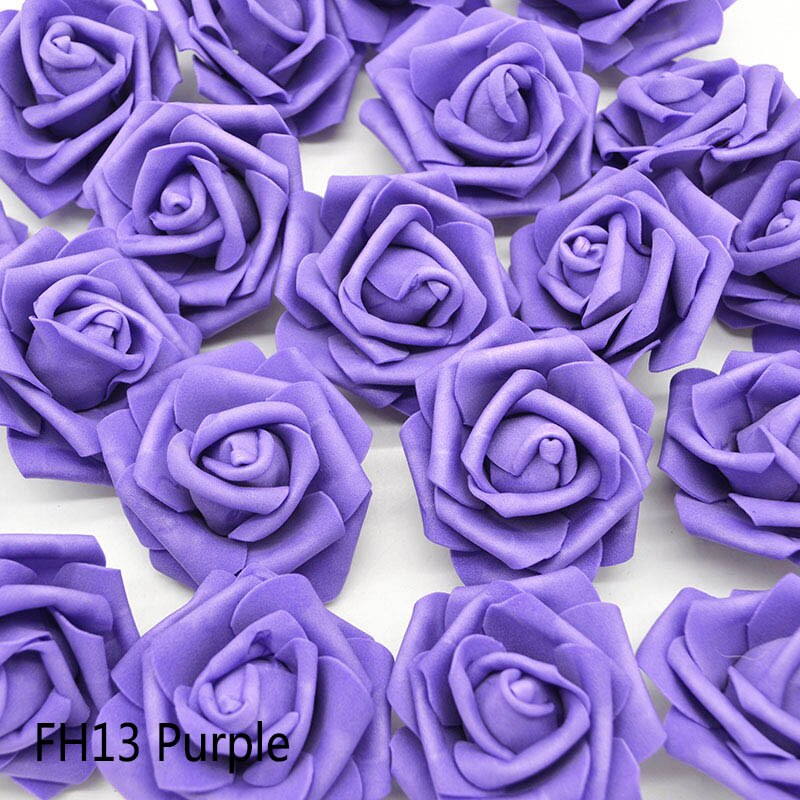 20 stk/parti 6cm blomsterhoved kunstige blomster bryllup dekorationer pe skum roser gør-det-selv blomster scrapbog krans krans boligindretning: Lilla  fh13