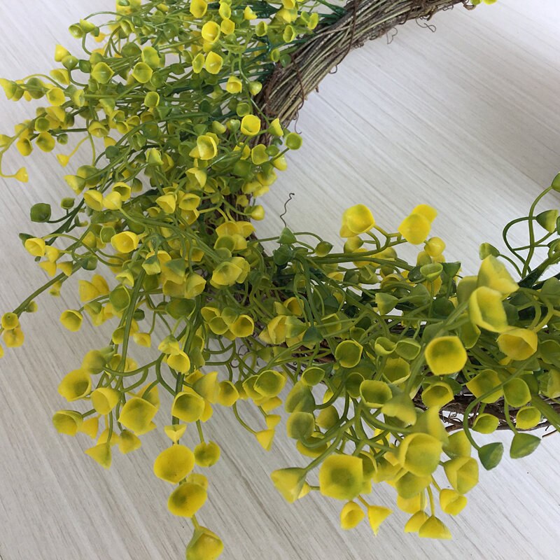 Kunstige bladkrans 18 tommers vinrankvister basiskrans vårsesong dekorasjon dørkrans