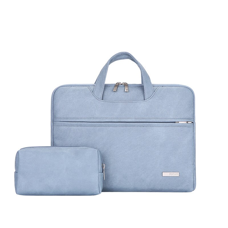 Kissyenia PU Leather Waterproof Laptop Briefcase Men Women 14inch Computer Bag Flight Shoulder Bag Business Travel Laptop KS1343: Blue with Purse