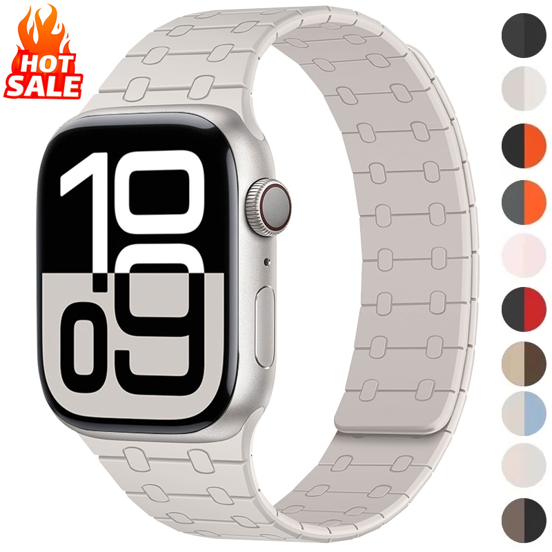 Magnetisk rem til apple watch series 10 46mm 42mm 9 8 7 45mm 41mm silikonrem til iwatch ultra 2 49mm 6 se 5 4 44mm 40mm armbånd
