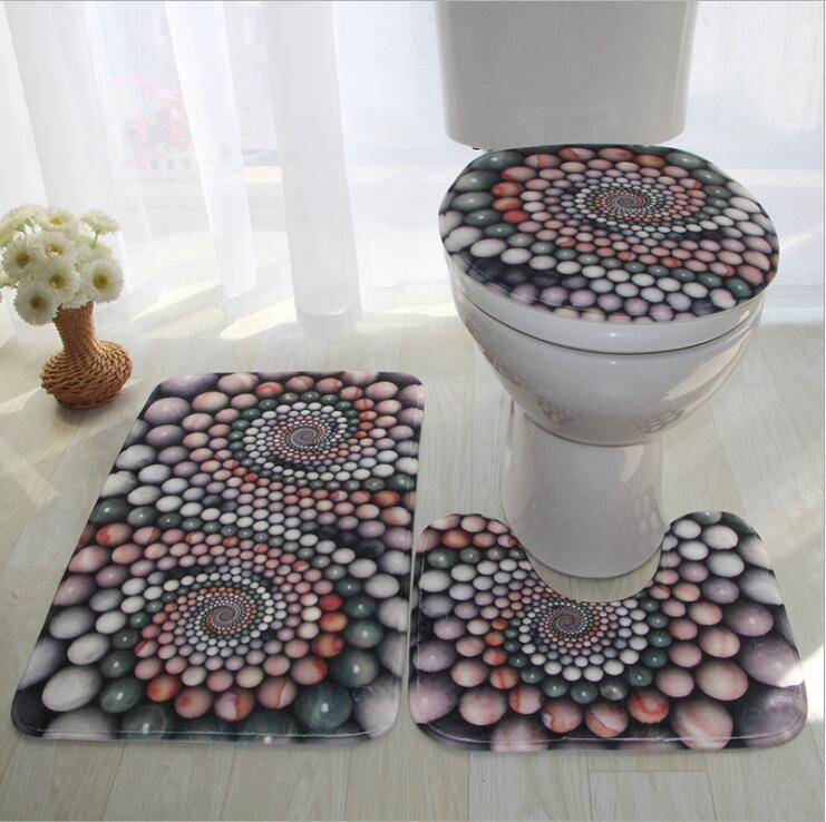 Flannel 3D Print Non Slip 3Pcs/Set Toilet Seat Cover WC Lid Toilet Cover Bathroom Pad Floor Mat Rug Carpet Vloerkleed ZCL512: 16