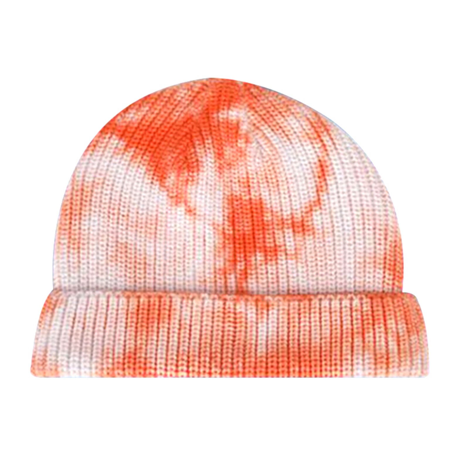 Unisex Paar Tie Dye Print Gebreide Beanie Hat Herfst Winter Dome Warmer Oor Zachte Ski Cap Mannen Streetwear Warm Hoeden a66: Oranje