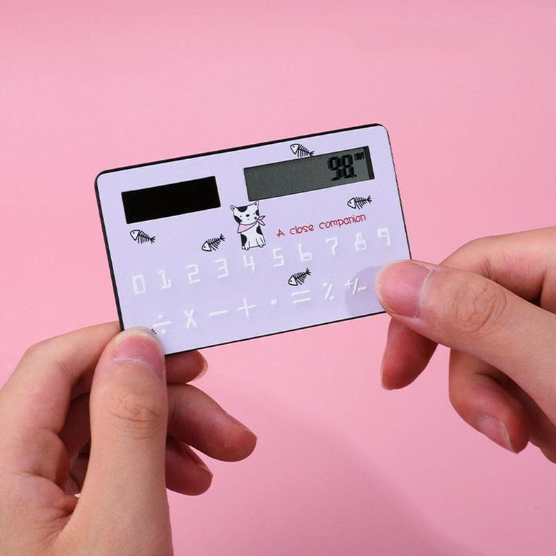 Słodki materiały piśmienne karta przenośny kalkulator mini Handheld ultra-chudy karta kalkulator słoneczny moc mały szczupły kieszeń kalkulator