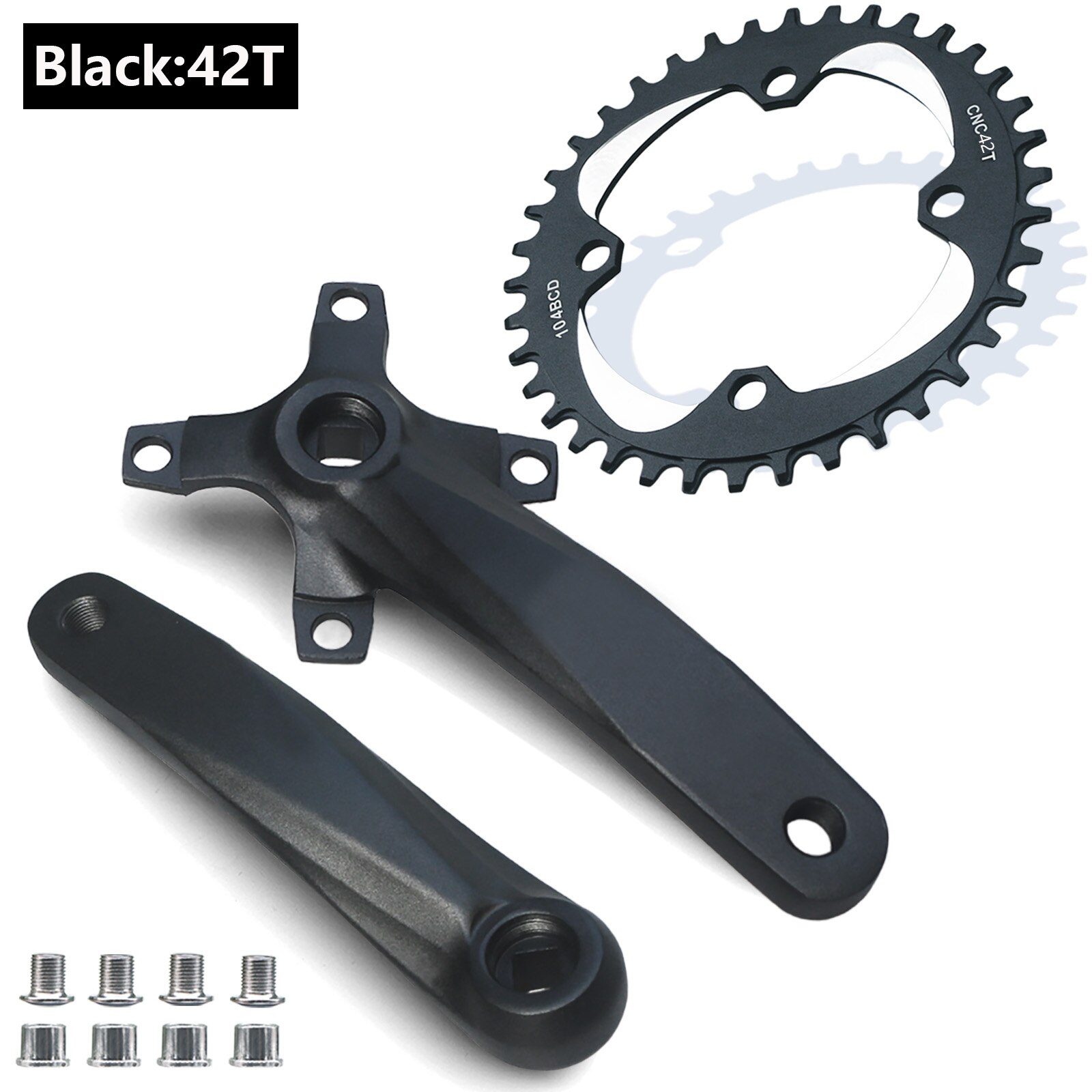 Bicycle Square Hole Sprocket 104BCD 152mm/165mm/170mm Crank Arms 32/34/36/38/40/42T Narrow Wide Chainwheel MTB Bike Crankset