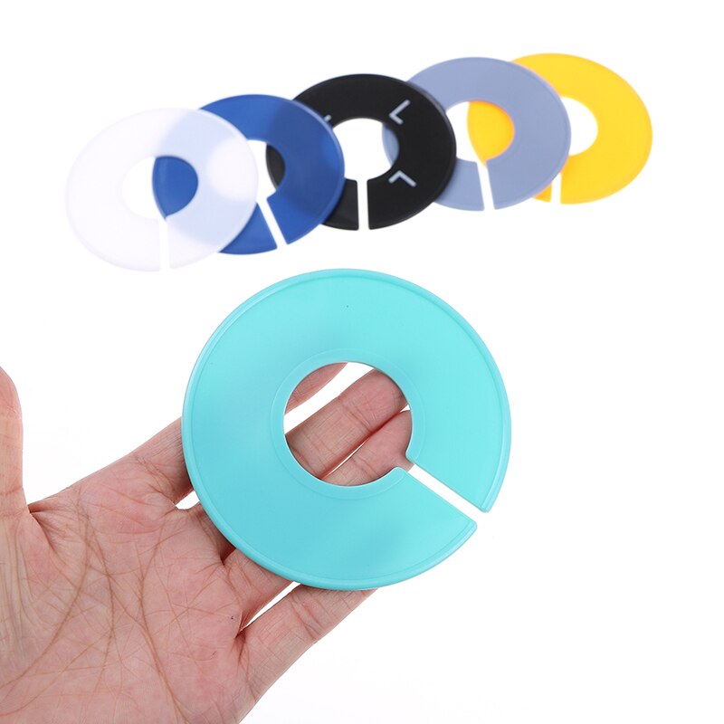 5 lege Ronde Rack Plastic Kleding Ring Maat Verdelers Past Ronde Vierkante Buis Kledingstuk Tags Maat Markering Ring