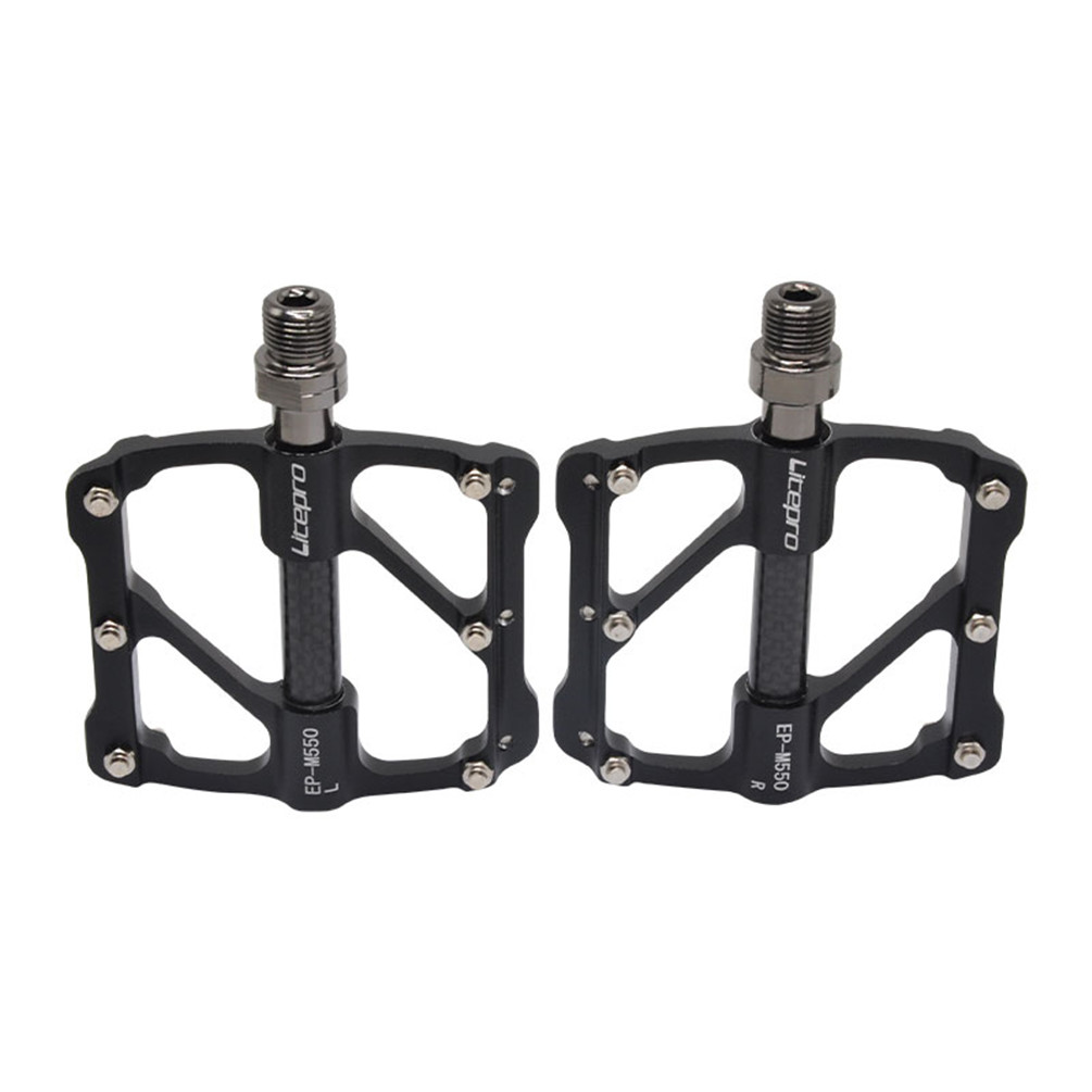 Litepro Carbon Fiber Pedals Non-slip 3 Sealed Bearing Folding Bicycle Pedals: black