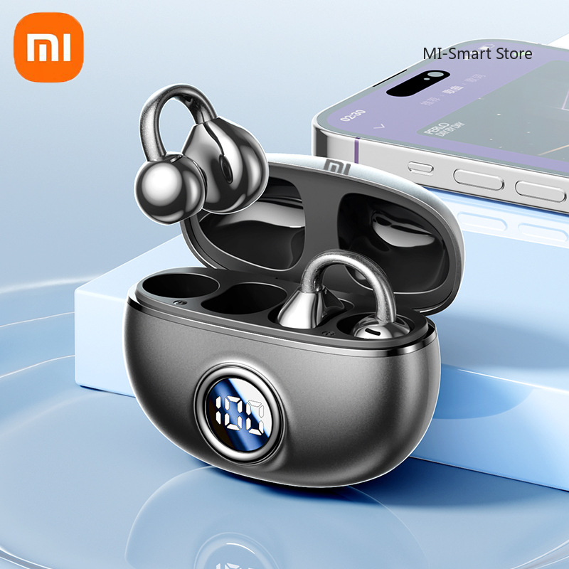 Xiaomi Bluetooth 5.4 oordopjes Draadloze koptelefoon Clip-on oordopjes met digitaal display Ruisonderdrukkende waterdichte sportoortelefoon: GRIJS