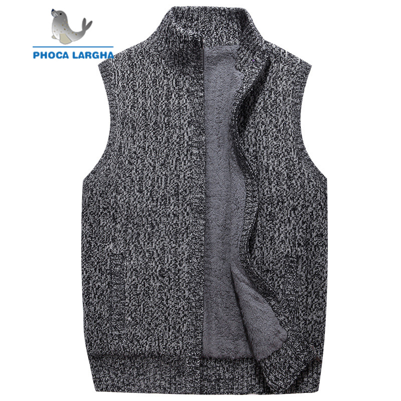 Herr ulltröjor väst kofta manlig varm tröja business casual ärmlös stickad väst jacka solid fleece sweatercoat homme