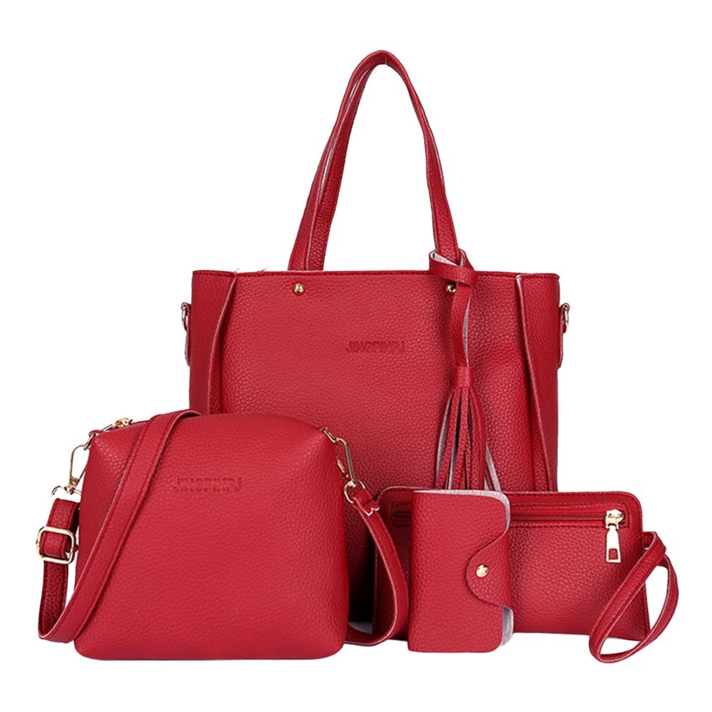 2020 4 pezzi/set moda donna borsa a tracolla in pelle PU nappe signore Bolsas borsa a tracolla grande capacità borsa portafoglio: 02