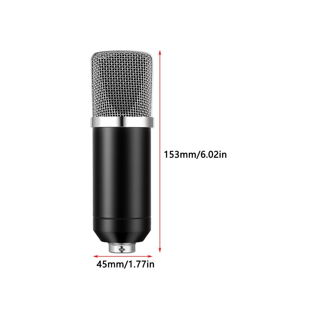 Handheld Condenser Microphone Computer Microphone Stand Tripod Wired 3.5mm Jack For Recording Studio Round Flat