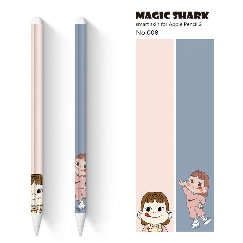 Magic Shark 2pcs/lot for Apple Pencil 2 Stickers Scratchproof Cute Cartoon Ultra Thin Stickers Touch Stylus Pen Sticker Paper: 008