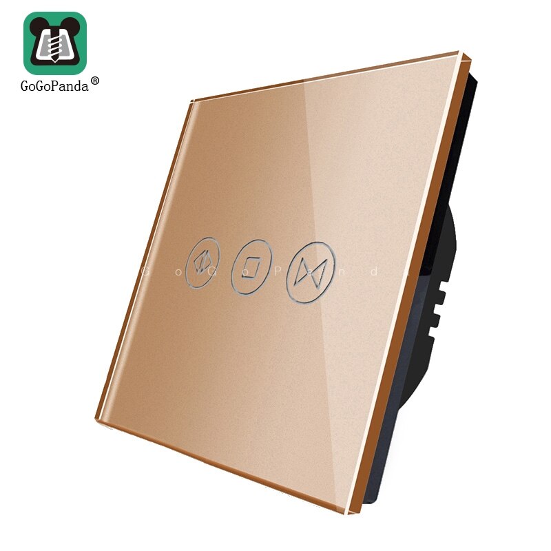 Smart Curtain Switch - EU Standard Touch Panel - AC 110-250V - Open/Pause/Close Function: Champagne gold