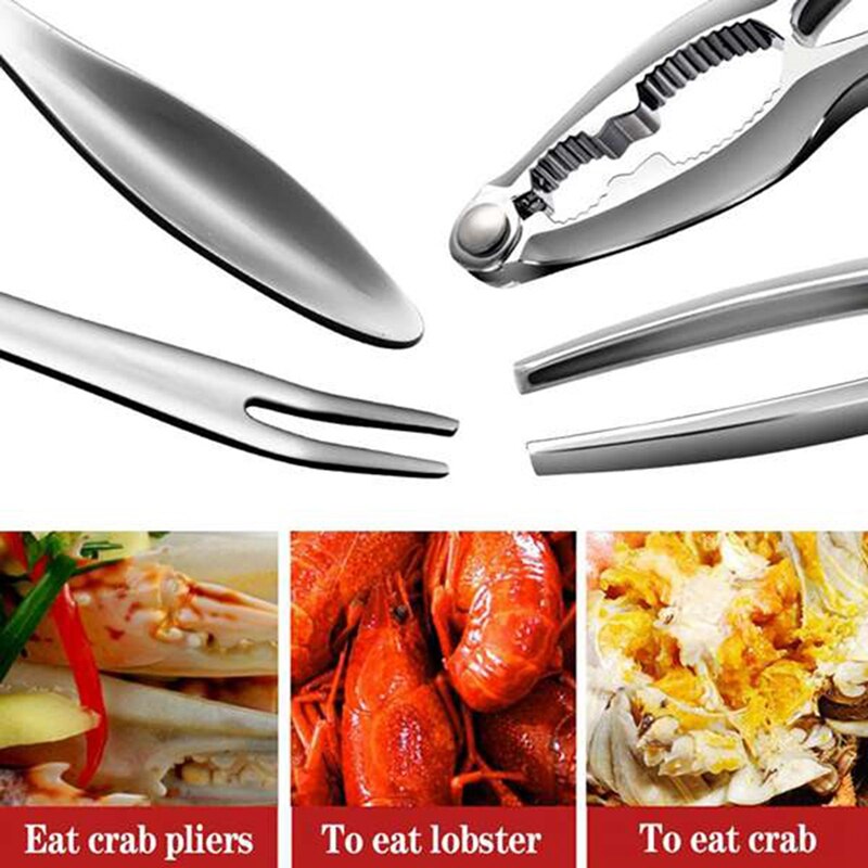 7 Pcs Seafood Cracker Sets Including 1 Scissor 2 Stainless Steel Forks 2 Lobster Crab Mallets and 2 Crab Crackers