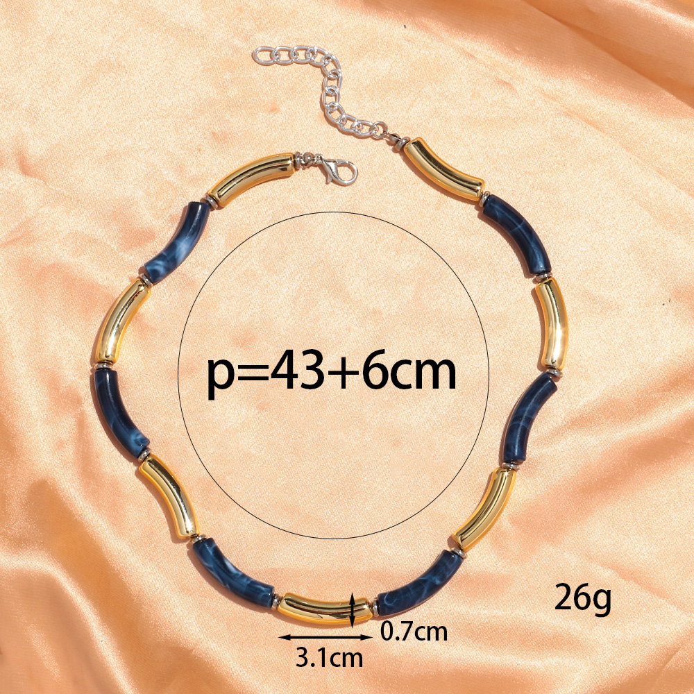 Thin Bamboo Curved Tube Choker Necklace Men Women HipHop Ball Bead Pendant Necklace Stack Trendy Party Jewelry Collar