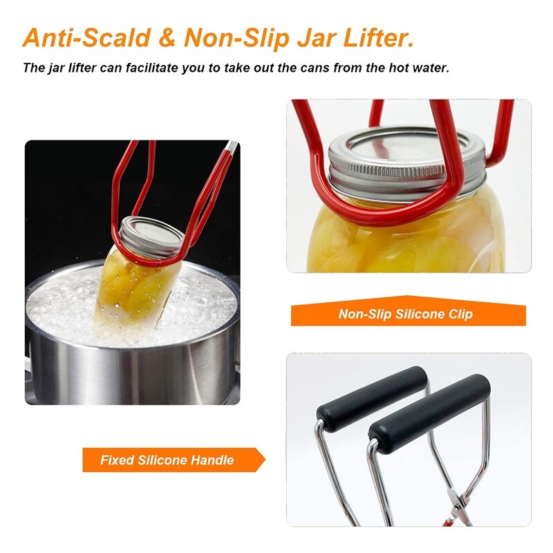 Canning Kit Tools,Jar Lifter,Jar Wrench,Lid Lifter,Canning Tongs, Measurer, Kitchen Tool Anti-Scald Clip Suit