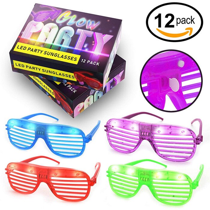 12pcs a Pack LED Glasses Flash Luminous Blind Eyewear Light Eye Mask Blinking Glowing Glasses for Halloween Christmas Party: 12pcs LED Glasses