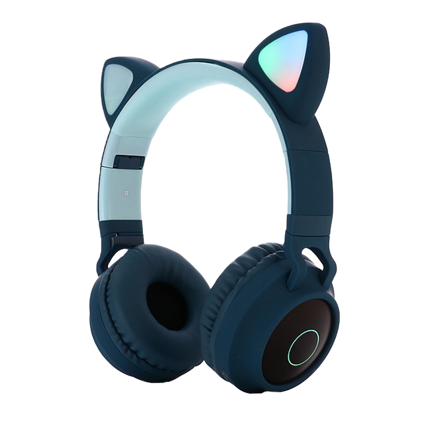 Vococal Bluetooth 5,0 Kopfhörer Nette Katze Ohr Faltbare Drahtlose Headset mit LED Licht FM Radio Für Reise büro Weihnachten: Blau