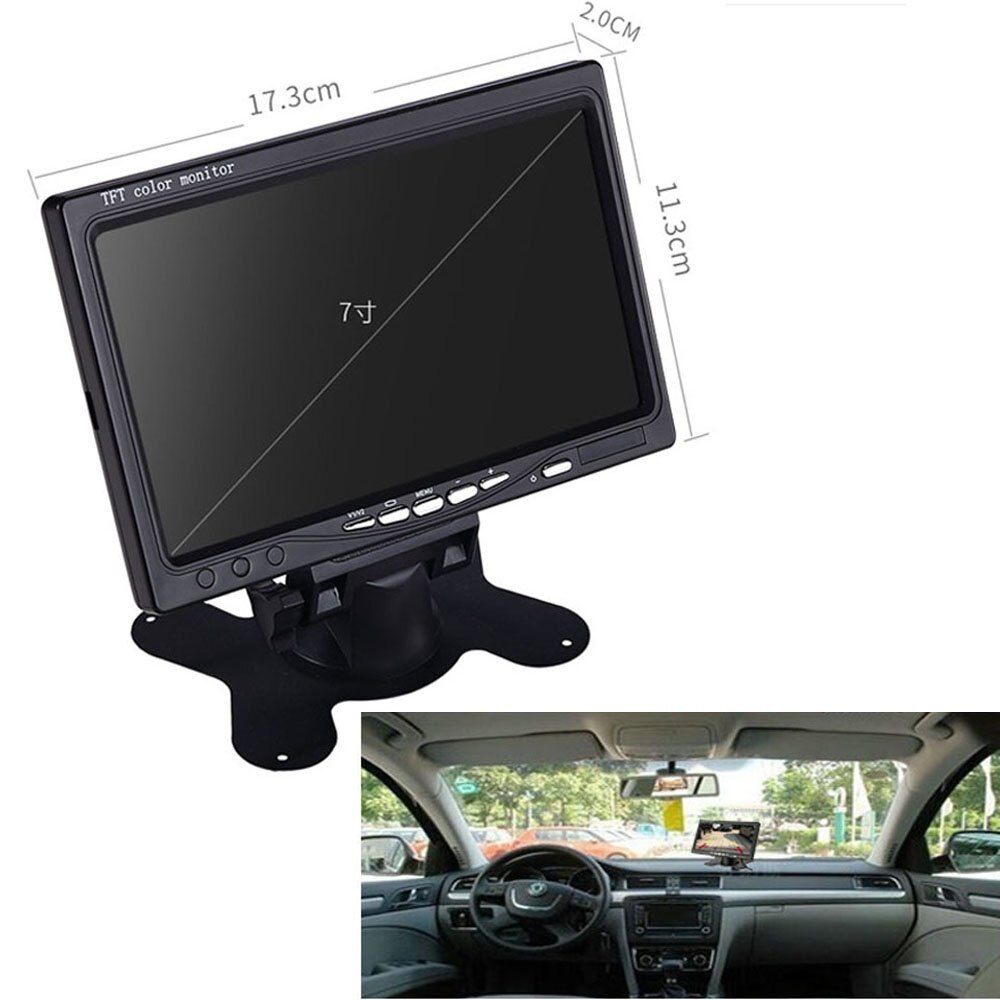 Uvusee 12V-24V 7" TFT LCD Color Monitor 2 Channel 4 Pin Input for Bus Truck RV Rear View Reversing Backup Camera Security