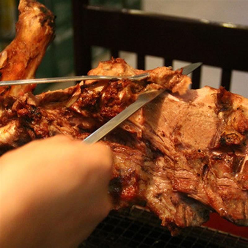 Rosenice 2 stk rustfrit stål grill kniv og gaffel bestik redskaber kød udskærings sæt grill værktøj