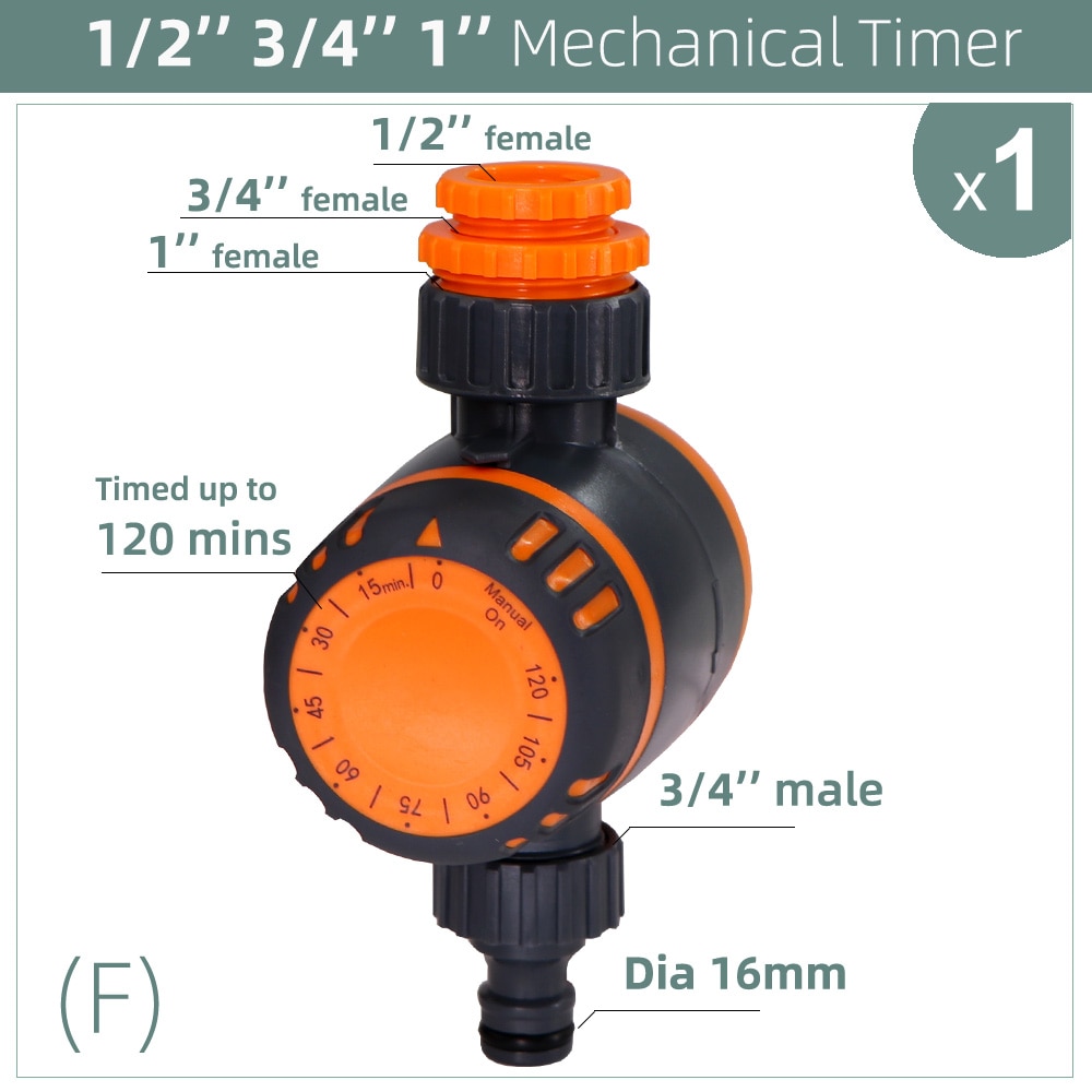 3-Way Double Controller Intelligent Mechanical Daily Water Timer Garden Water Irrigation for Outdoor Hose Drip Sprinklers Tool: F