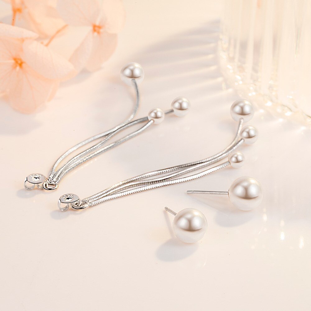 NEHZY – boucles d&#39;oreilles longues et simples en argent Sterling 925 pour femmes, bijoux de avec perles exagérées,