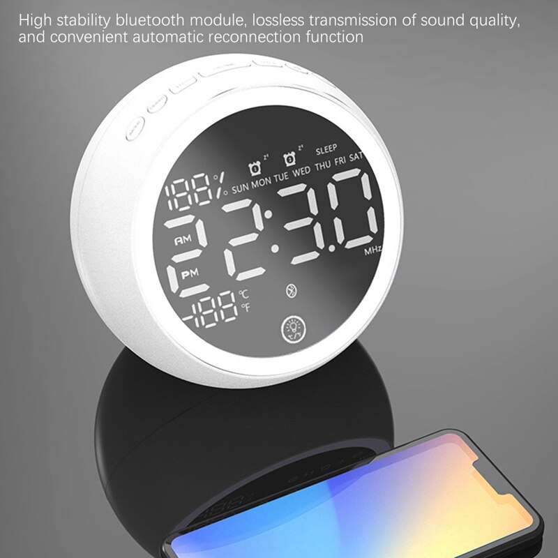 X10 Bluetooth Speaker Alarm Clock Night Light Multifunctional Audio With Radio