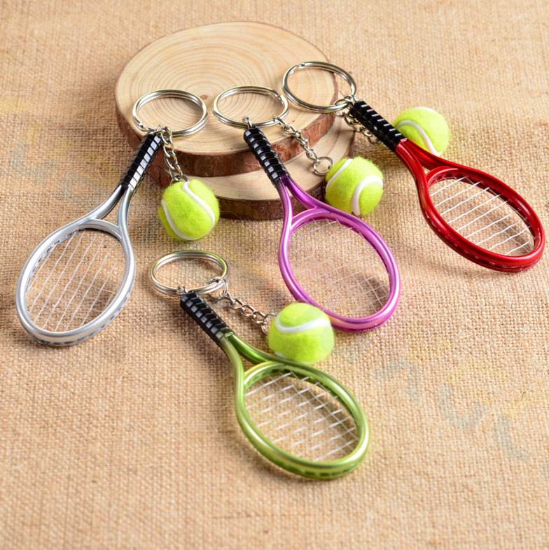 20PCS Tennis bag Pendant plastic mini tennis racquet key ring small Ornaments sport keychain fans souvenirs key chain: Tennis racquet