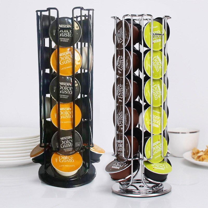 Soporte giratorio para cápsulas Nescafé Dolce Gusto, estante de almacenamiento de Metal, 24 tazas