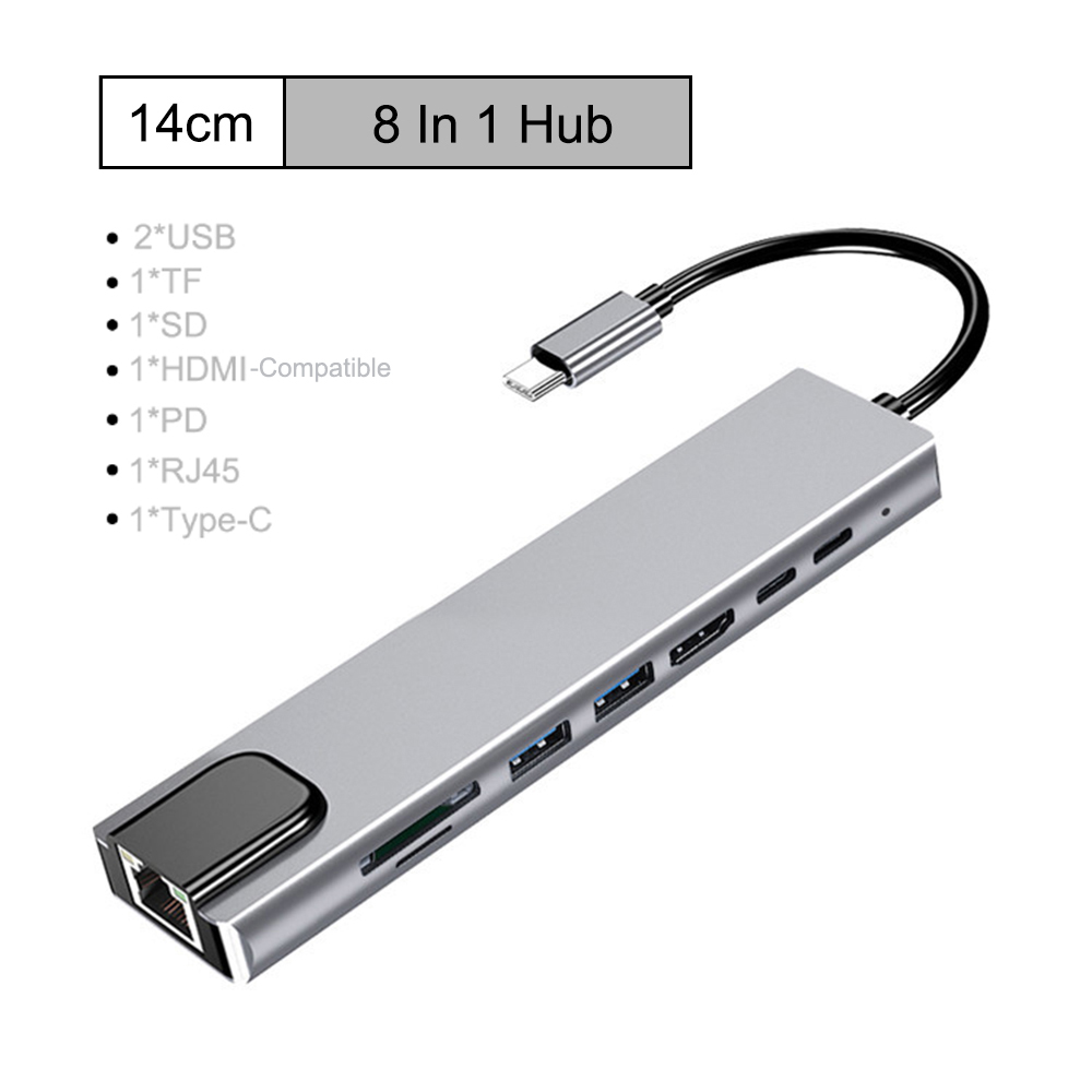 8w1 USB C HUB Typ C Rozgałęźnik 4K Thunderbolt 3 Stacja dokująca Adapter do laptopa Macbook Air M1 iPad Pro RJ45 Kompatybilny z HDMI