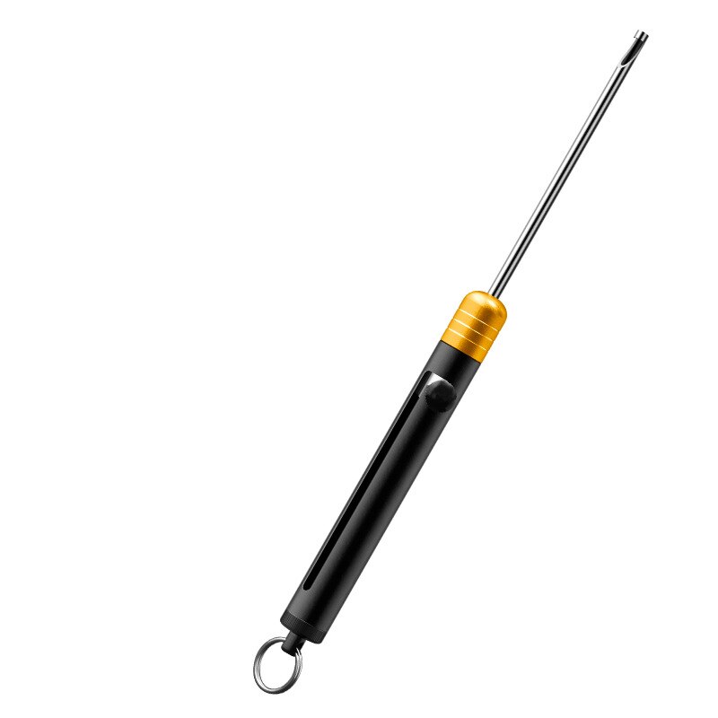 1Pcs Retractable Fish Unhook Extractor Detacher Hook Remover Disgorger Knot Picker Tier Aluminum Safety Portable Fishing Tools: Yellow