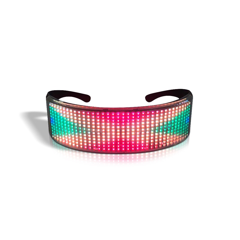 Bluetooth app control attractive full color LED glasses advertising charming scrolling LED display glasses for dj music party