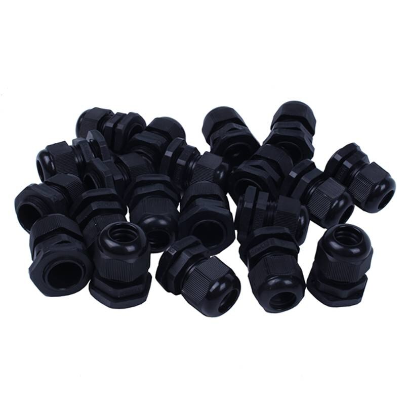 20 Pcs M20 Zwart Plastic 6-12Mm Dia Waterdichte Wartels Connector