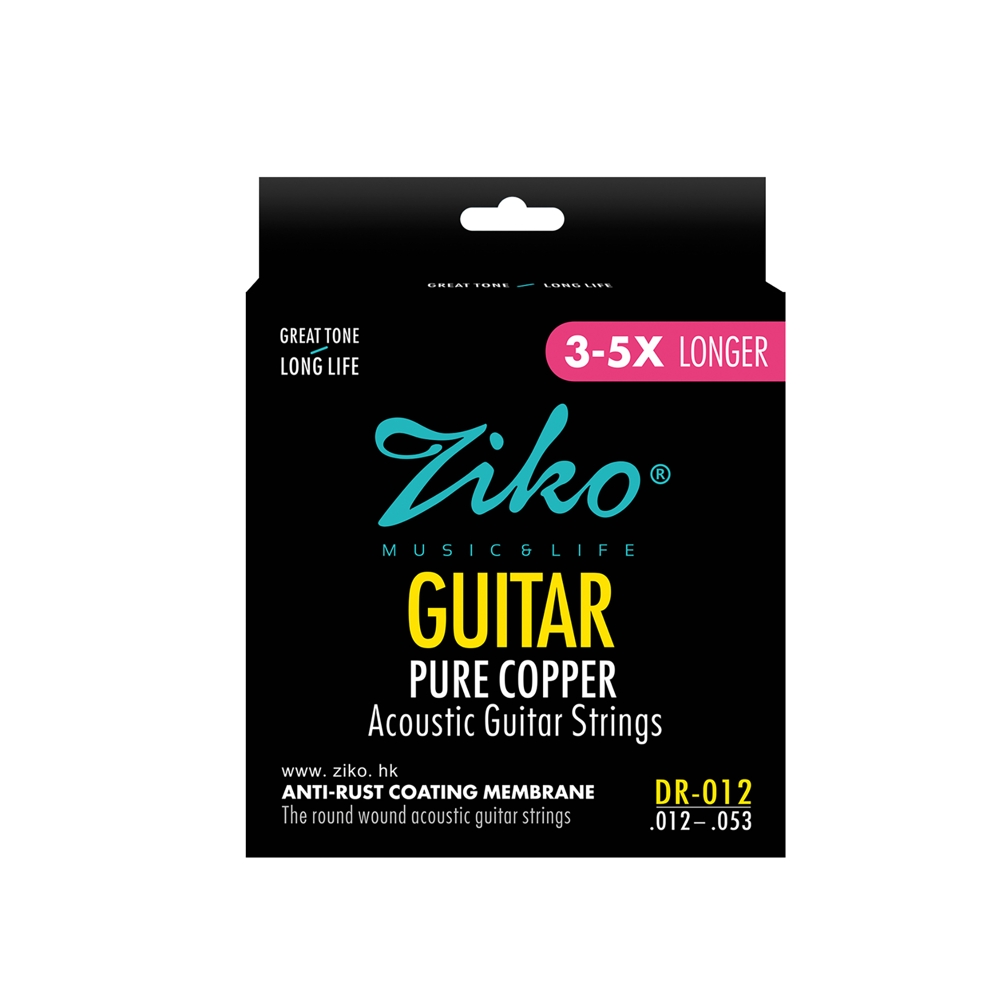 ZIKO – cordes de guitare acoustique en acier au carbone, noyau en alliage Hexangon, ensemble de 6 cordes en laiton profond DR 010 011 012, accessoires pour débutants: jaune clair