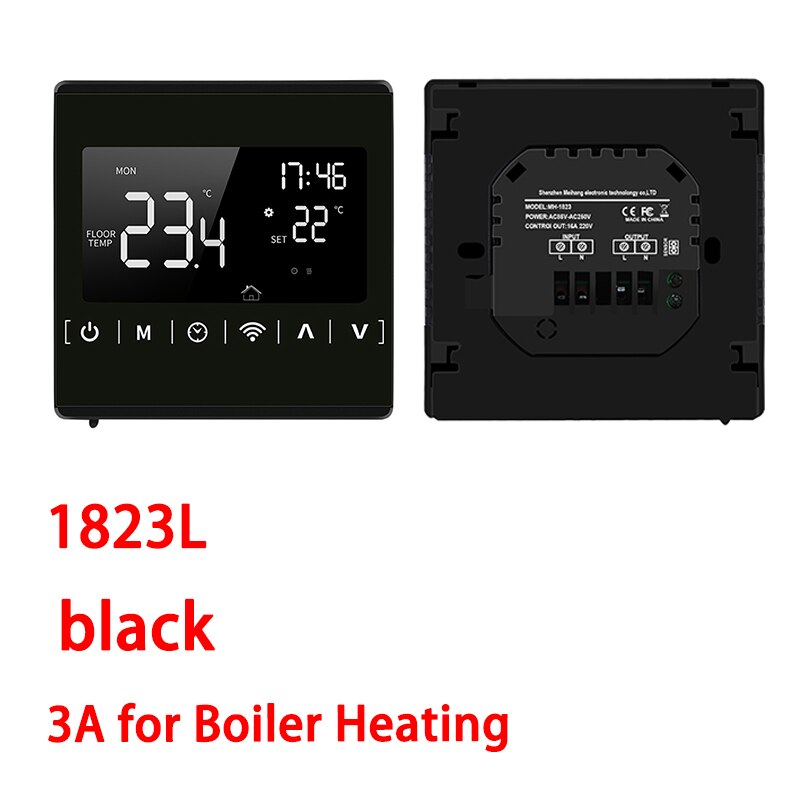 Smart Temperature Control System LCD Touch Screen for Electric Floor Heating Water/Gas Boiler Temperature Remote Controller: 1823L black / NO WIFI