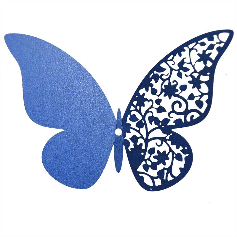 12 stücke Halben hohl 3D Schmetterling Zauberstab Aufkleber für Hochzeit Hause dekoration Schmetterlinge auf sterben Zauberstab zimmer Dekor Mehrfarbig aufkleber: Blau