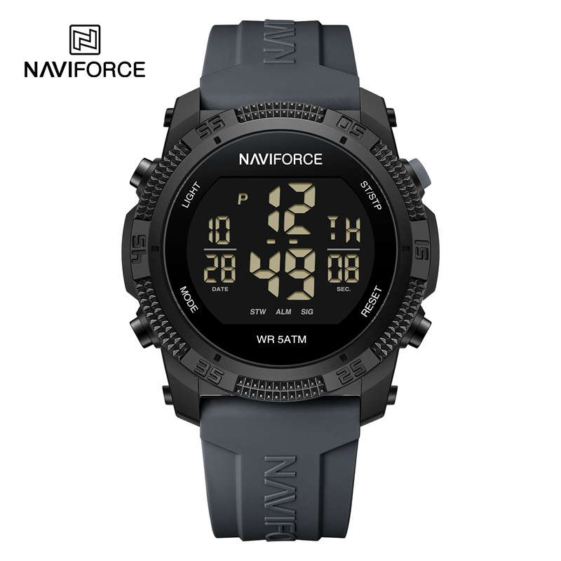NAVIFORCE Brand Original Men Watch Water Resistant Personality Wristwatches Luxury Silicone Strap Electronic Clock: Ivory