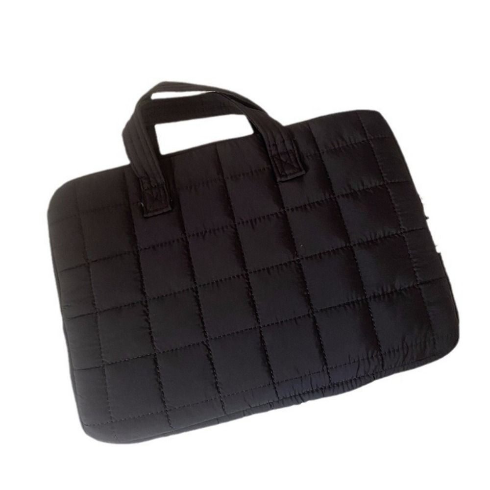 Portable Puffy Laptop Bag Cute Plaid Colorful Laptop Protective Pouch with Handle Soft Tablet Carry Case Laptop accessories: Beige