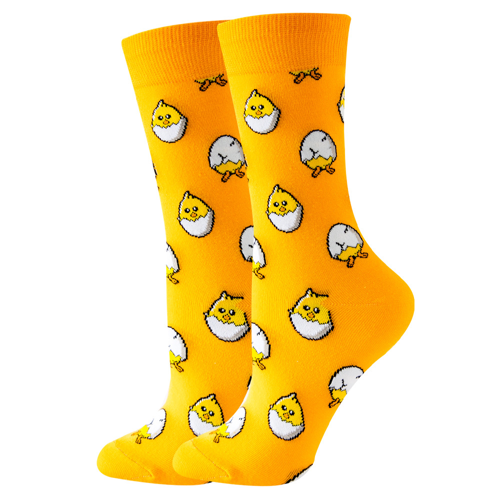 1 par de calcetines de flores para Mujer, fresa, sandía, fruta, Chaussette, Animal, estilo Harajuku, Calcitinas felices de algodón para Mujer
