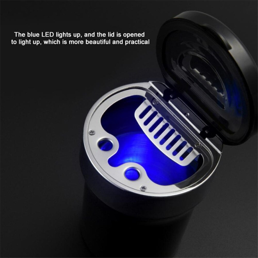 Universele Auto Asbak Auto LED Metalen Asbak multifunctionele Horloge Asbak met een klok blauwe LED verlichting Auto Accessoires