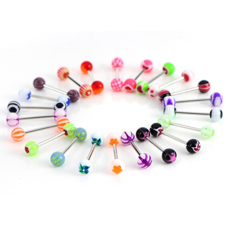 10/20 stks/pak Tepel Ringen Tong Barbell Crystal Ball Disco Bar Kleurrijke Body Piercing