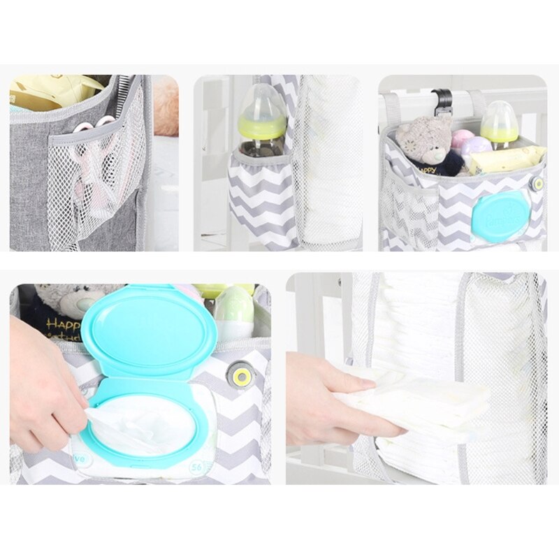 LED Nachtlicht Baby Lagerung Organizer Krippe Hängen Lagerung Tasche Caddie Organizer