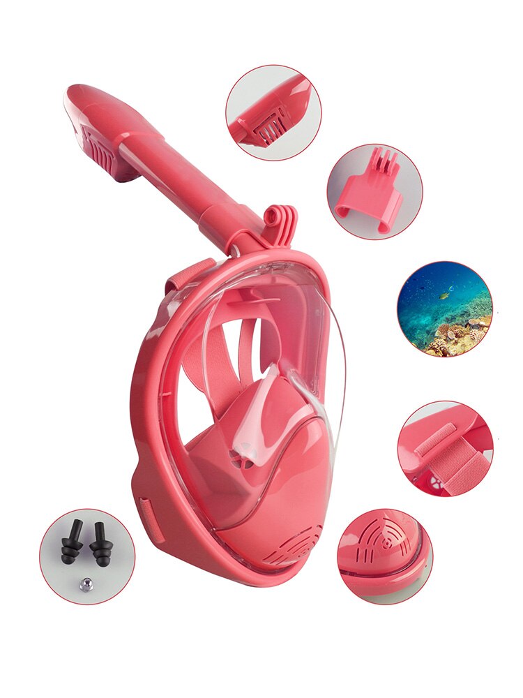 Kids Unisex Snorkel Diving Mask Swimming Full Face Snorkeling Masks Child Underwater Scuba Anti Fog Snorkel Scuba Equipment Set