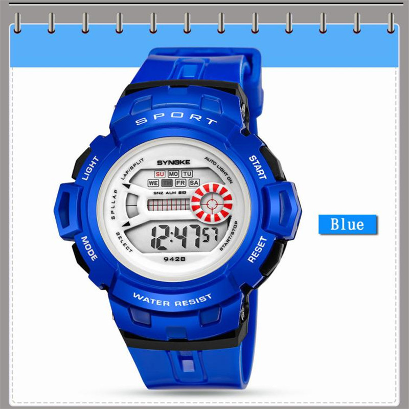 Kinderen Horloge SYNOKE Multifunctionele 30 M Waterdicht Horloge LED Digitale Dubbele Actie Horloge 30 p