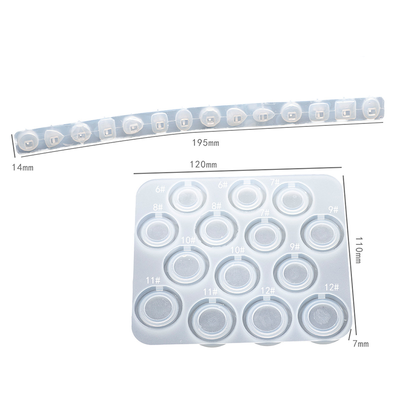 Molde de anillo de resina epoxi para fabricación de joyas, moldes de silicona para anillos de diamante con 14 tamaños diferentes para manualidades DIY: 1 set