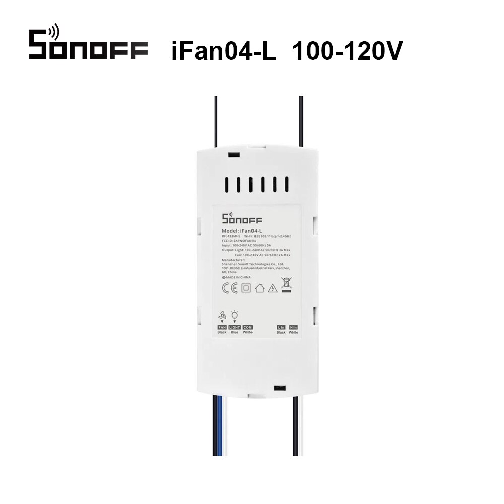 Sonoff ifan 04 l/ h wifi takvifte og lysbryter kontroller støtte 433 mhz rf fjernkontroll smart hjem via alexa google hjem: Sonoff ifan 04- l