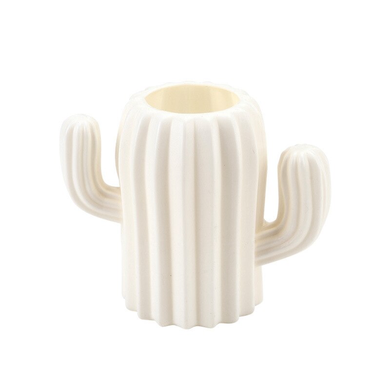 1pc kaktus skrivebord dekoration mini moderne håndværk kunst kontor desktop hjem værelse ornamenter plast kaktus tilbehør: Hvid