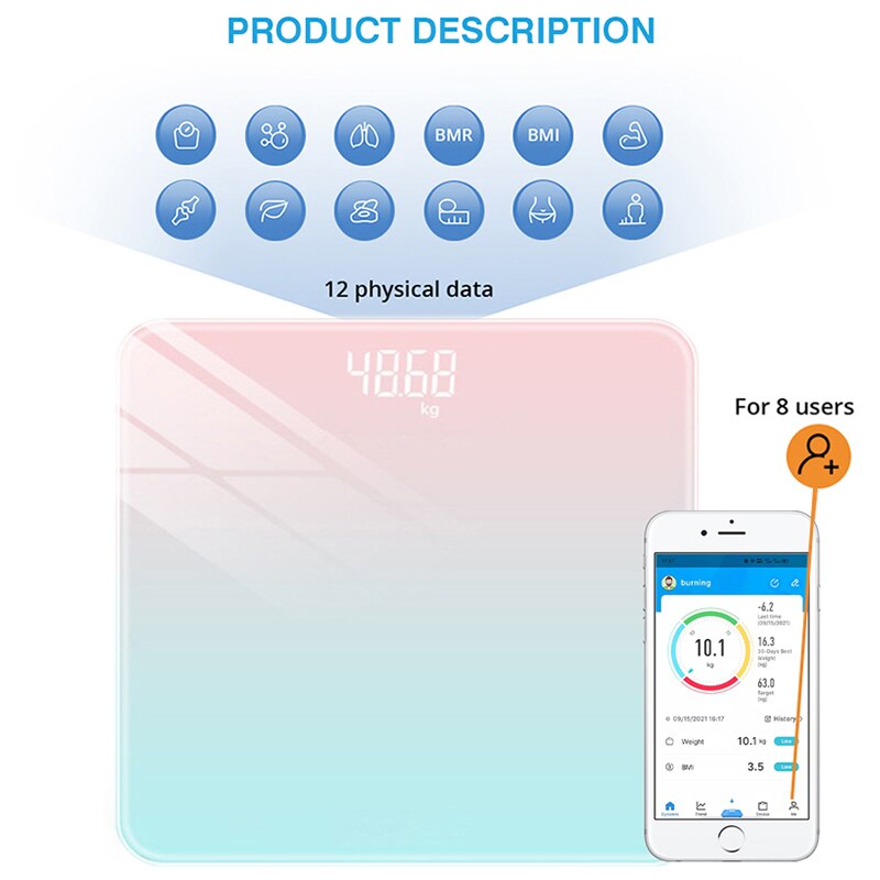Bluetooth Weegschaal Bmi Badkamer Weegschalen Smart Elektronische Weegschalen Lcd Digitale Weegschaal Balance Lichaam Samenstelling Analyzer