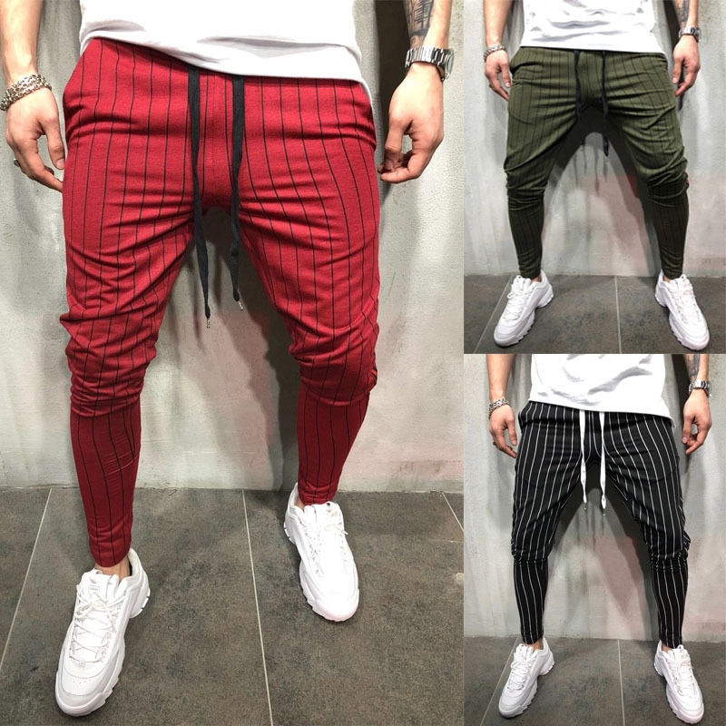 Pantalon de Jogging Slim pour homme, de sport à rayures, de loisir, style européen et américain, , offre spéciale